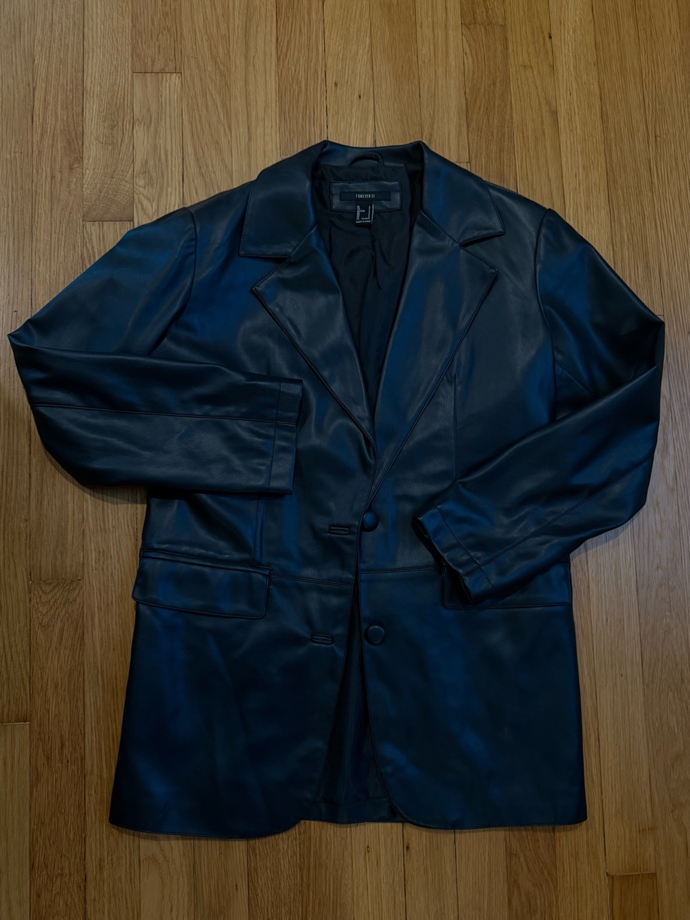 women’s Black Faux Leather Blazer Jacket